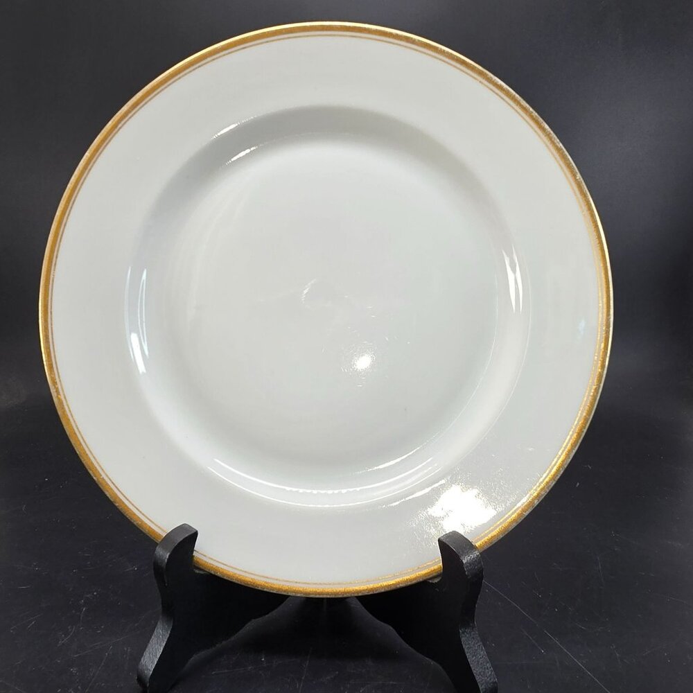 Vintage H & C Selb Bavaria White Lunch Plate With Gold Trim Double Line CM2119